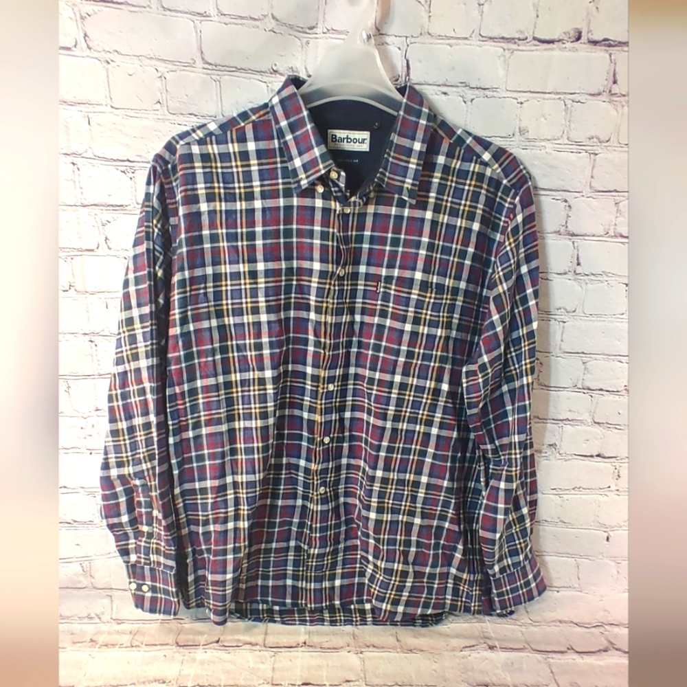 Barbour Mens Alvin Plaid L Multi-color Plaid Button Down Shirt